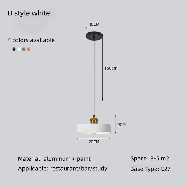 Minimalist modern retro loft pendant light with lampshade for kitchen, dining room, bedroom, restaurant - vue 19 sur 22