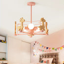 Wooden giraffe LED pendant light for children