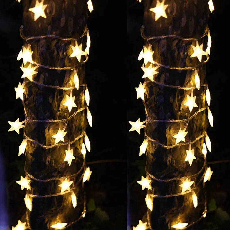 LED star string lights garland for Christmas and celebrations - vue 4 sur 9