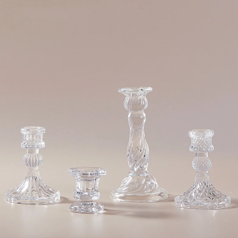 Glass candle holder for romantic decor and centrepieces