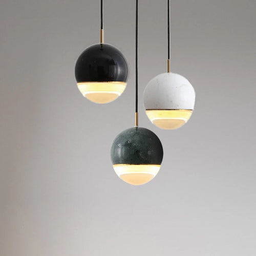 Nordic design marble LED pendant light for decorative interiors - vue 2 sur 9