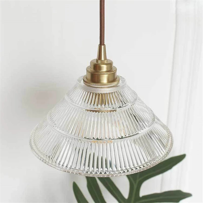 Nordic vintage striped glass pendant light - vue 6 sur 12