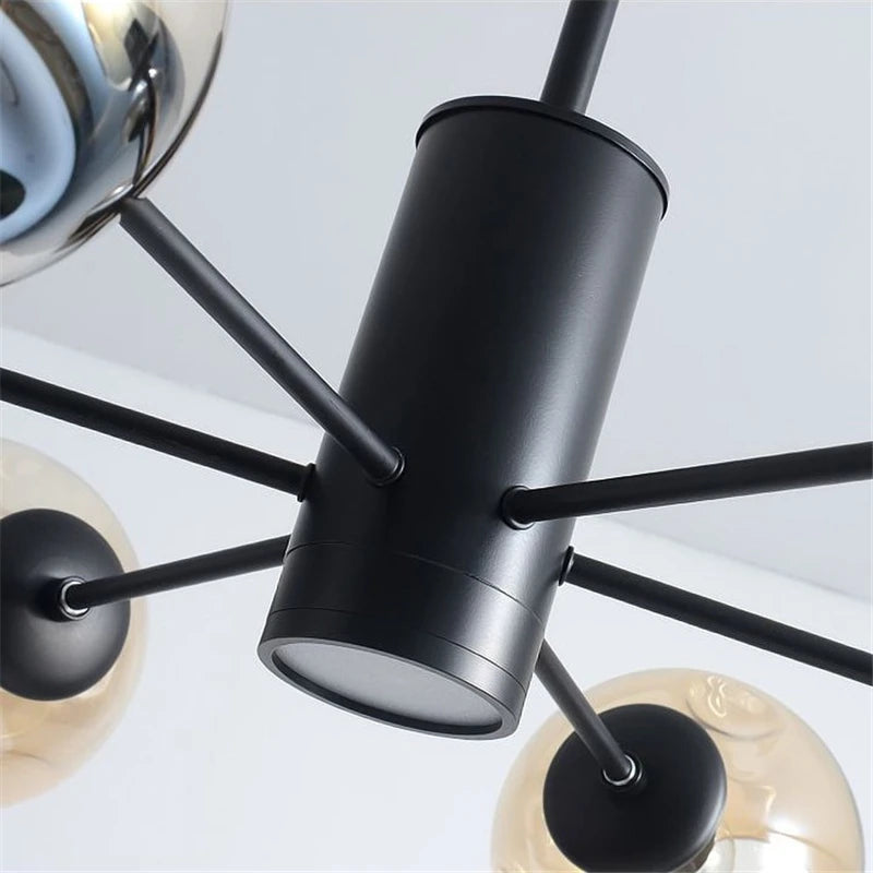 Modern Nordic glass and iron chandelier for decoration - vue 5 sur 16