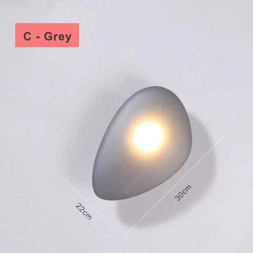 Modern nordic LED wall light pebble design for bedroom and staircase - vue 17 sur 21
