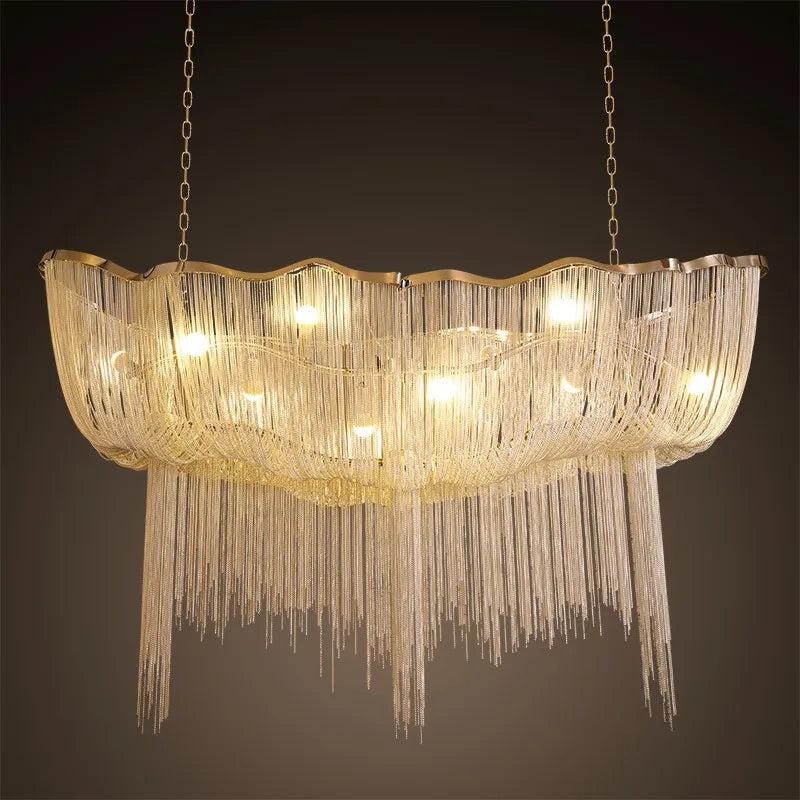 Modern aluminium tassel pendant light for decorative indoor lighting