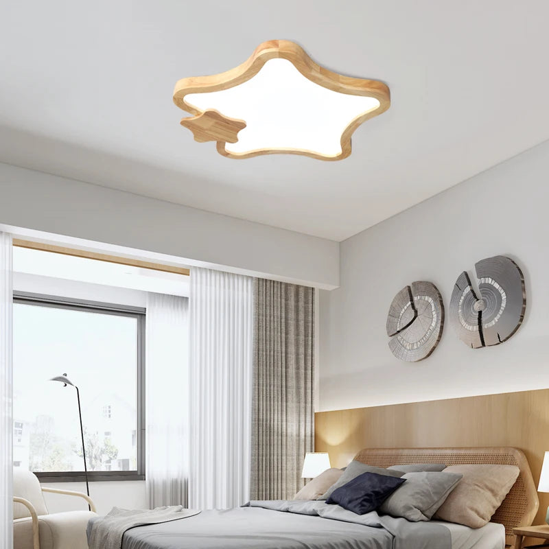 Minimalist star wooden decorative ceiling light