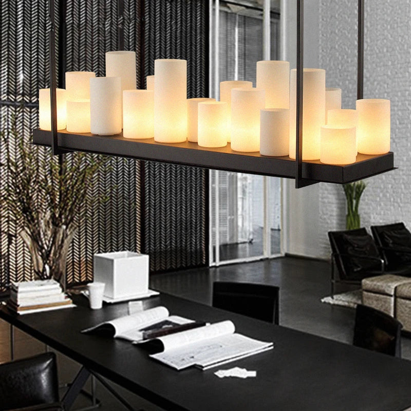 Nordic luxury dining room LED glass chandelier for kitchen island and living room - vue 4 sur 20