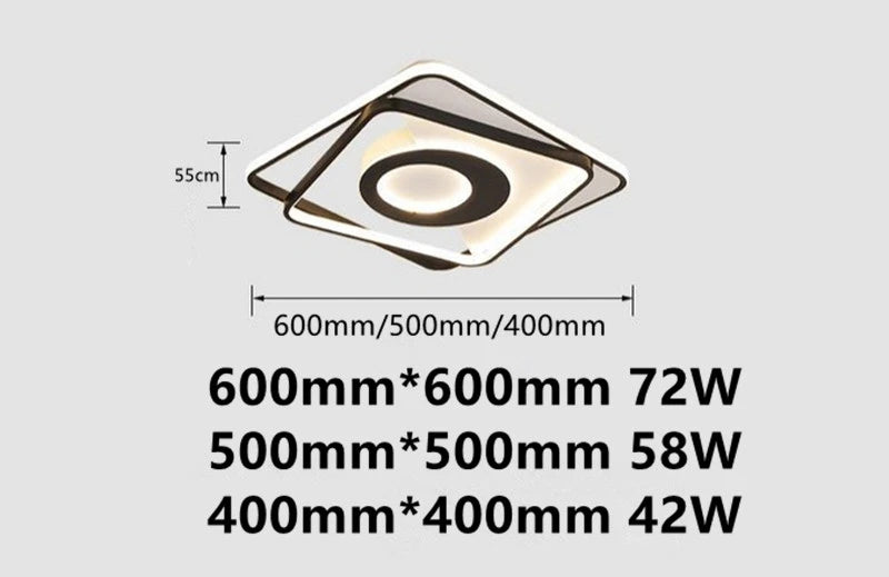 Modern square dimmable LED ceiling light for home interior