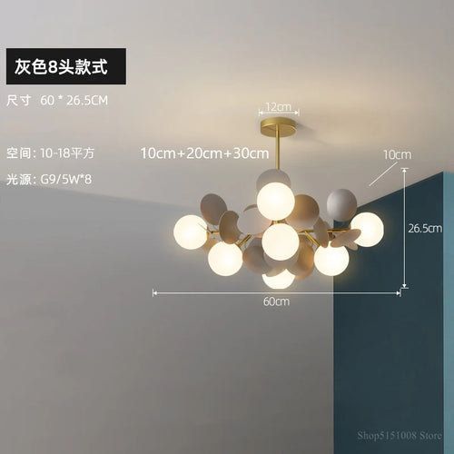 suspension à led design nordique avec fleurs décoratives en acrylique - vue 22 sur 24