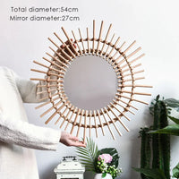 Handwoven Japanese rattan mirror for modern decor