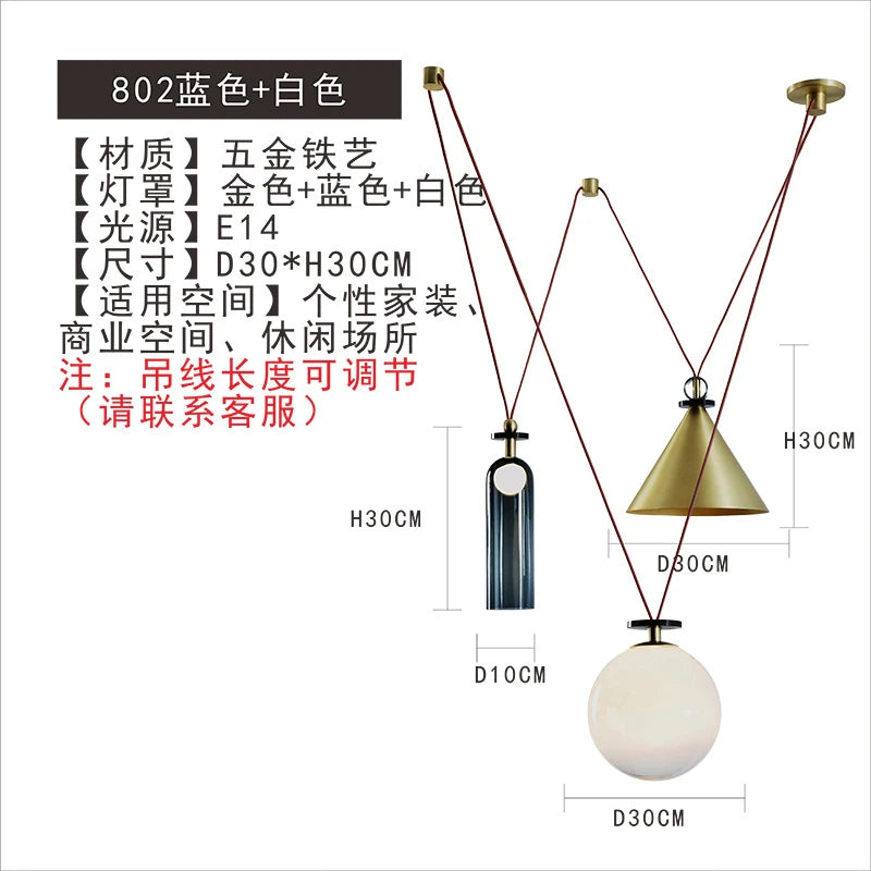 Glass and metal pendant light for modern interior decor - vue 16 sur 25
