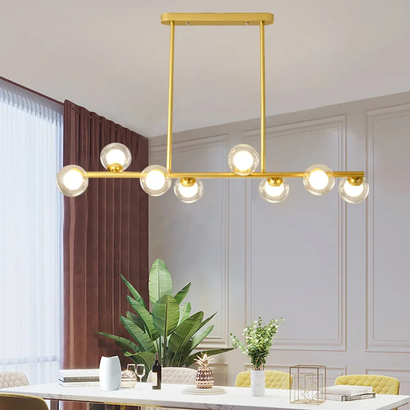 2024Modern LED Chandelier Black and Gold Long Glass Ball Chandeliers for Living Room Dinning Room Luster,Samsarah Lighting
