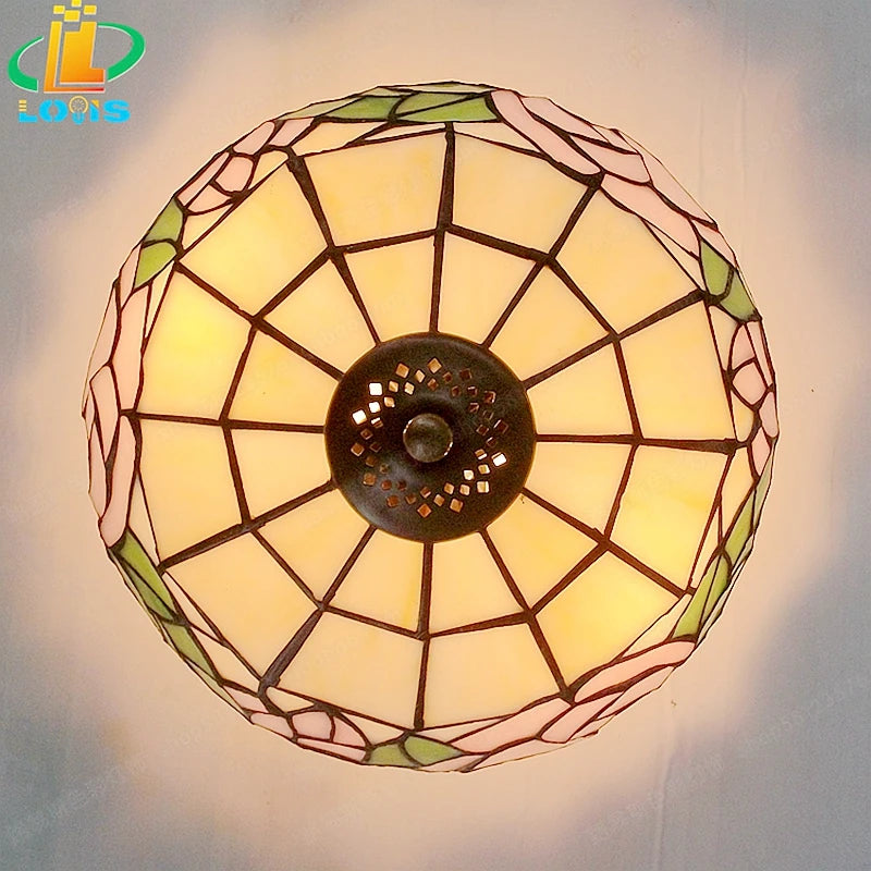 Tiffany style glass ceiling light for artistic retro lighting - vue 3 sur 8
