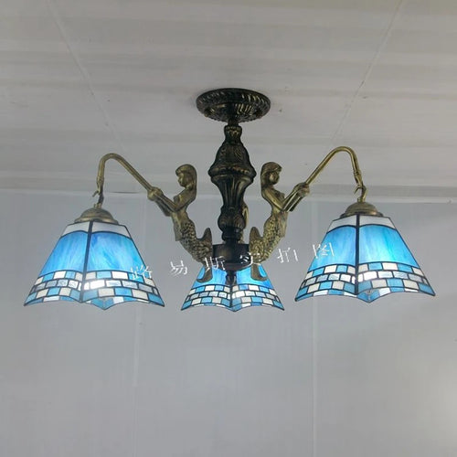 Mediterranean Tiffany mermaid chandelier for creative interiors - vue 18 sur 17