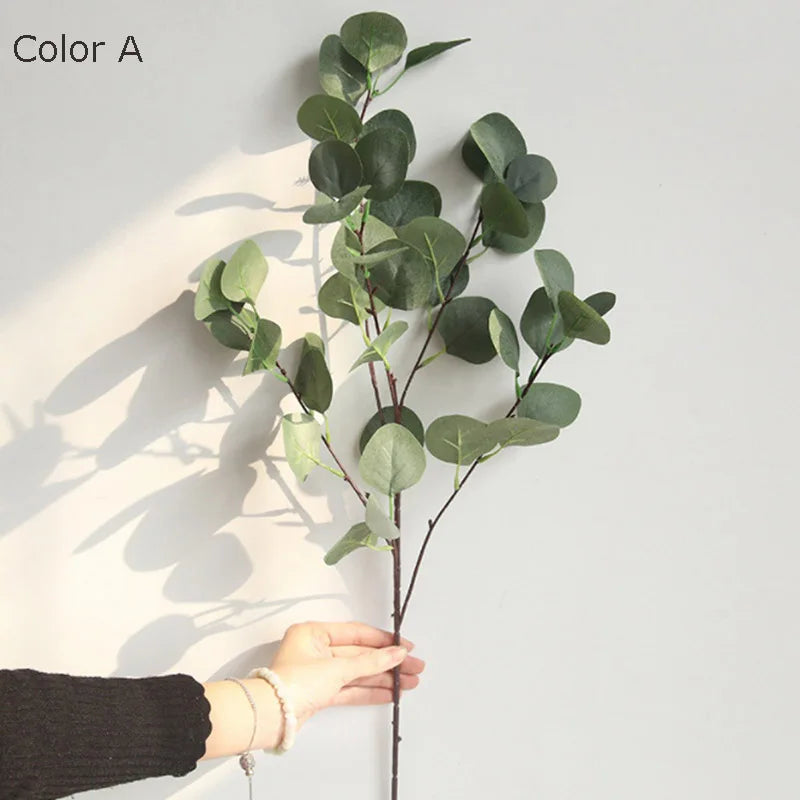 Eucalyptus tree branch with round leaves retro artificial foliage decoration