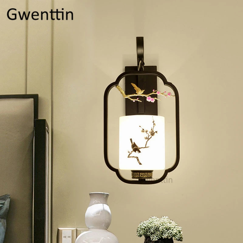 Vintage Chinese style glass LED wall light