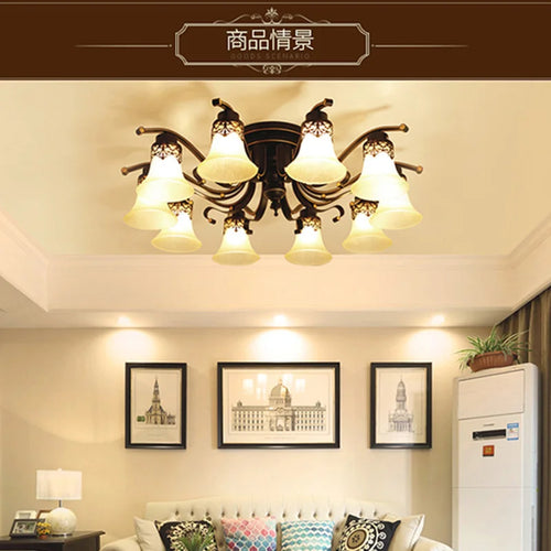 Vintage glass and metal retro ceiling light - vue 6 sur 10