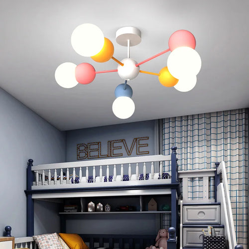 Nordic children's cartoon LED pendant chandelier - vue 2 sur 9