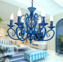 Classic vintage chandelier with 6 or 8 candle lights in wrought iron