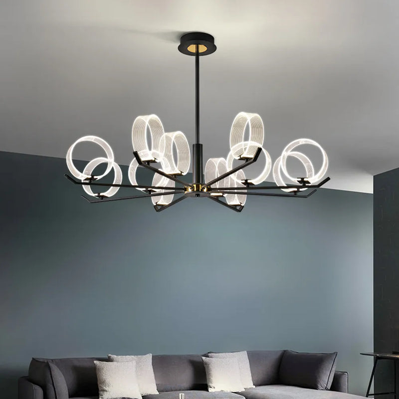 Industrial acrylic LED chandelier for decorative indoor lighting