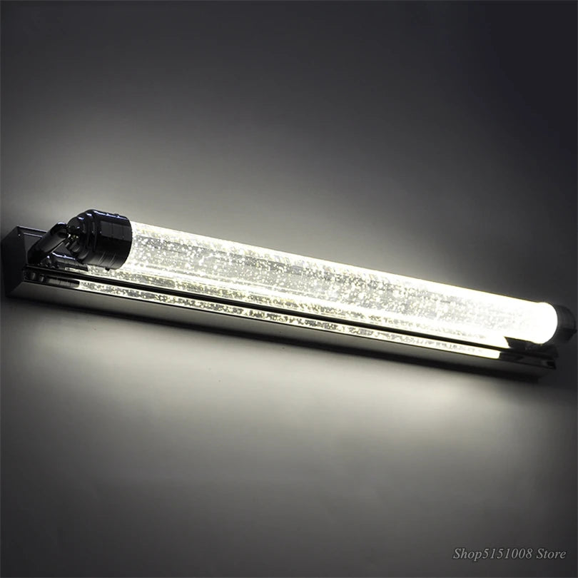 Modern Minimalist Crystal Vanity Mirror with LED Lights - vue 3 sur 7