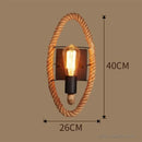 Industrial vintage hemp rope wall light
