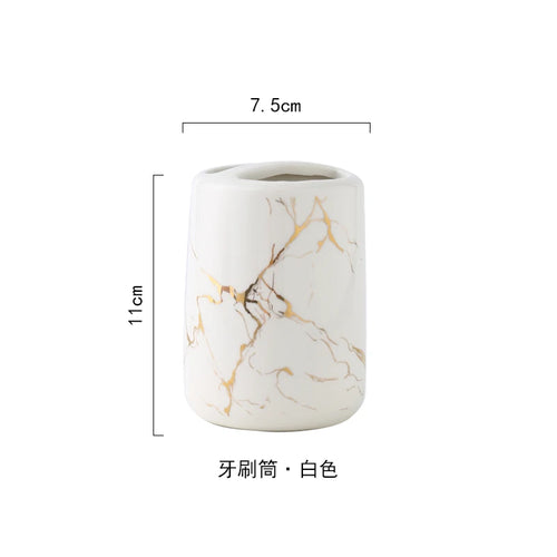 Multifunctional ceramic toothbrush holder for bathroom - vue 15 sur 19