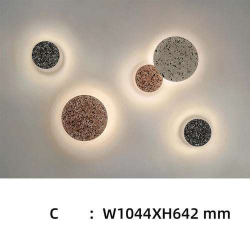 Waterproof round LED outdoor wall light terrazzo and acrylic, indoor or garden lighting - vue 16 sur 15