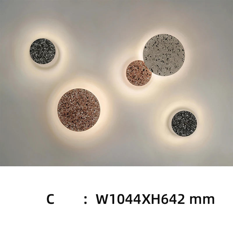 Waterproof round LED outdoor wall light terrazzo and acrylic, indoor or garden lighting - vue 15 sur 15