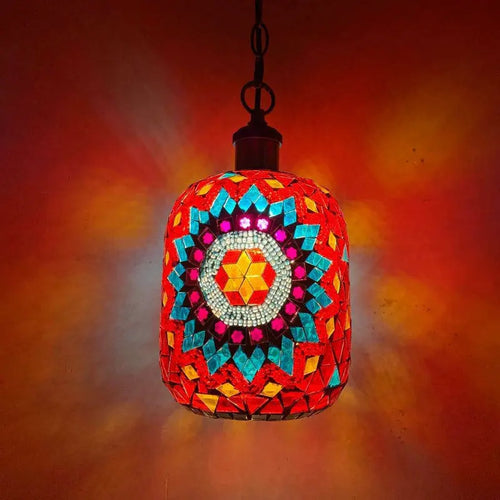 Retro vintage bohemian style Turkish mosaic LED pendant light - vue 3 sur 14