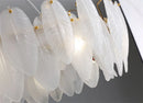 Modern white glass ceiling light with goose feather design
