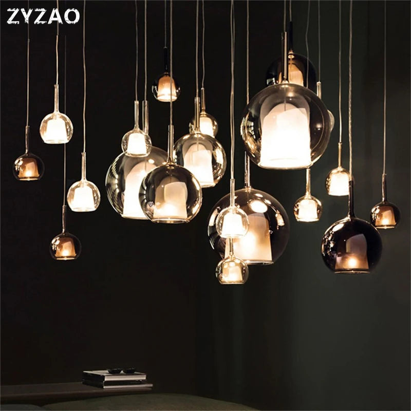 Modern nordic glass pendant light for elegant interiors - vue 4 sur 9