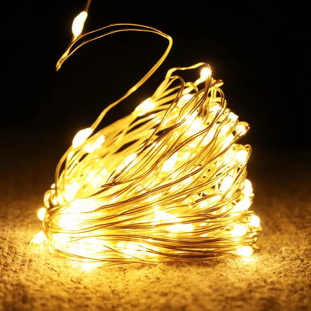 Copper wire LED string lights for celebrations and decorations
