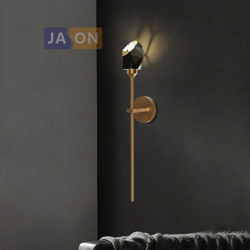 Postmodern copper and crystal LED wall light - vue 6 sur 22