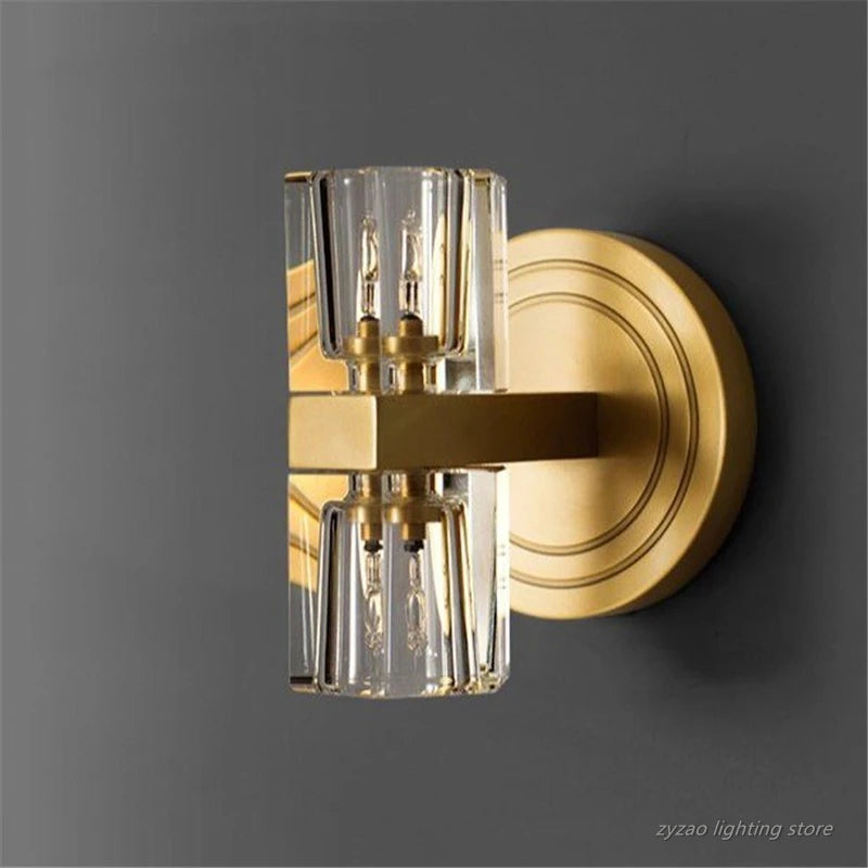 Modern copper wall light with decorative crystal illumination