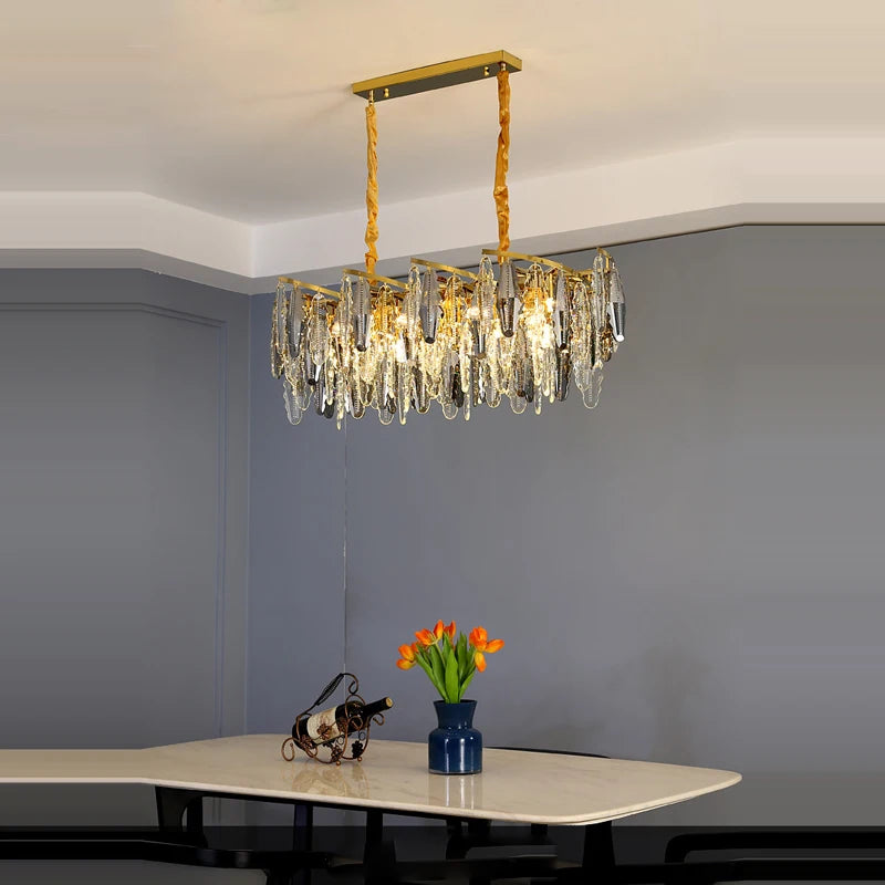 Art deco crystal and elegant metal designer chandelier - vue 4 sur 10