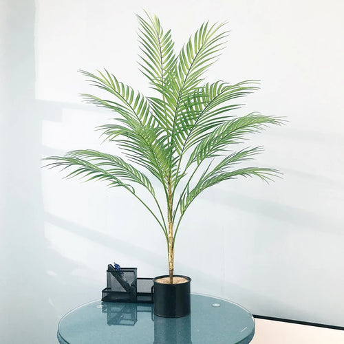 Artificial tropical palm tree with monstera leaves garden decoration - vue 4 sur 12