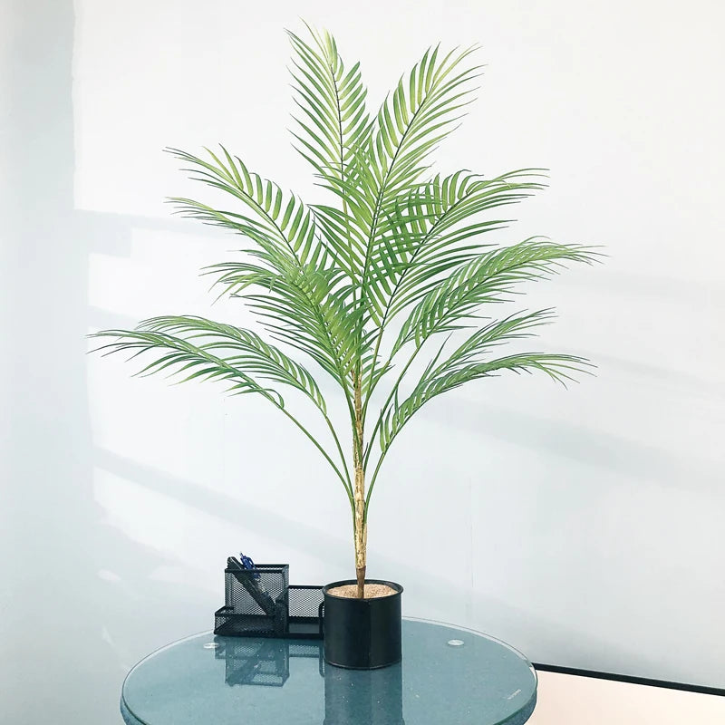 Artificial tropical palm tree with monstera leaves garden decoration - vue 3 sur 12