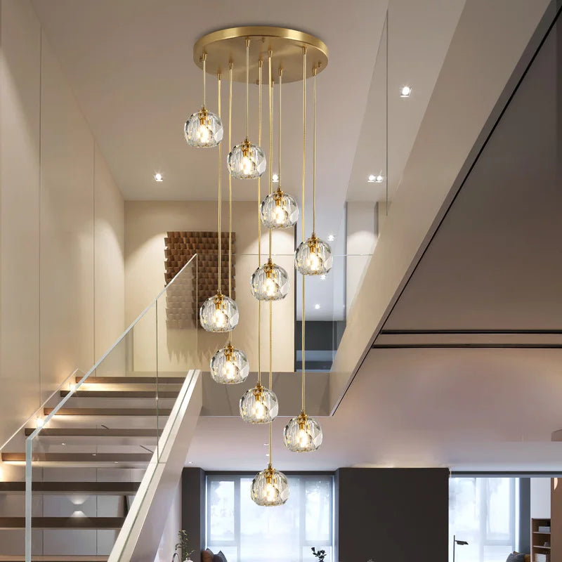 Creative nordic design copper k9 crystal pendant light