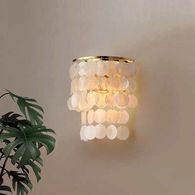 Natural shell wall light with pleasant sound