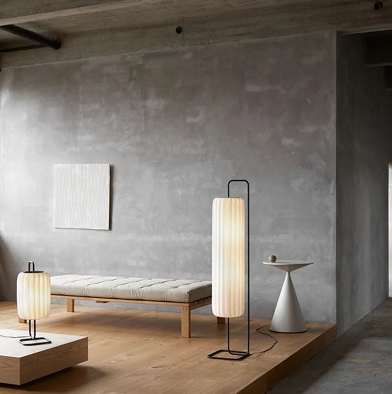 Artistic silk floor lamp for modern interiors
