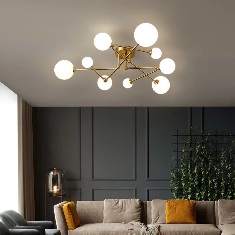 Modern gold glass ceiling light nordic design for elegant interiors