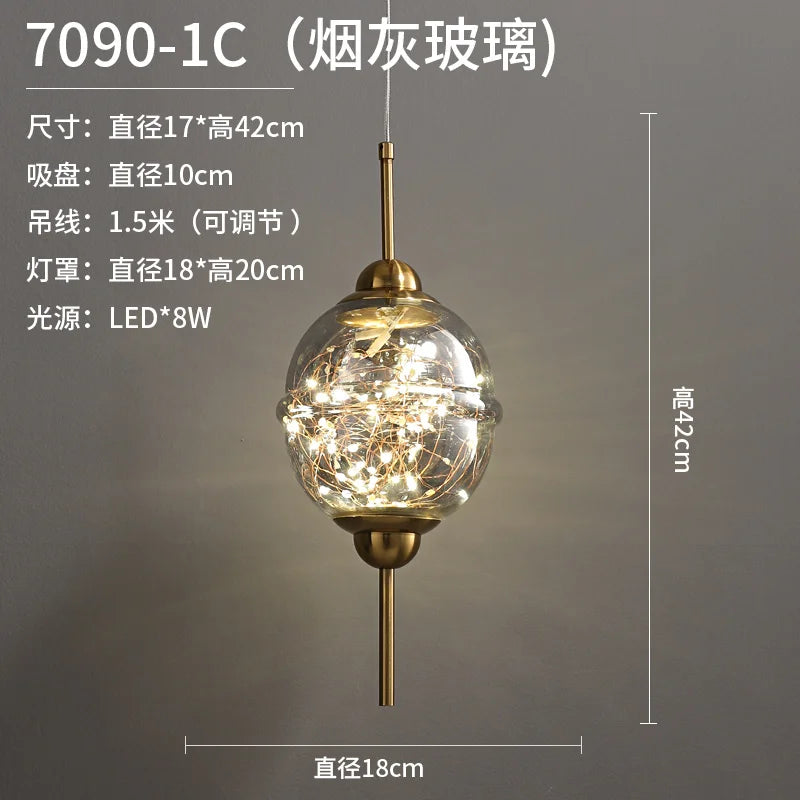 Creative modern glass pendant light for bars and shops - vue 8 sur 11