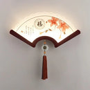 Decorative retro Asian design LED wooden fan wall light