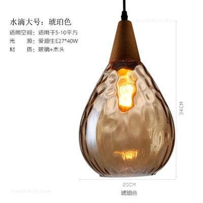 Nordic retro decorative water grain glass pendant light - vue 17 sur 21