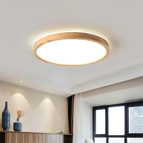 Ultra-slim Japanese solid wood LED ceiling light modern design 2021 - vue 2 sur 15