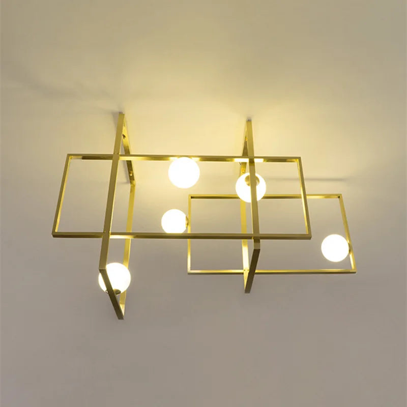 Modern LED chandelier with innovative design gold frame glass globe