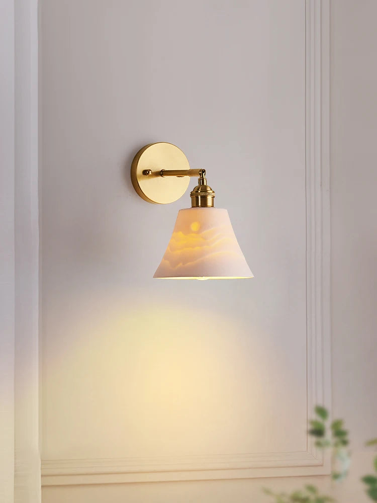 Nordic luxury ceramic and copper wall light