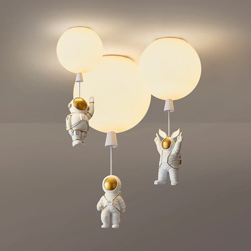 Creative nordic LED astronaut balloon ceiling light for children