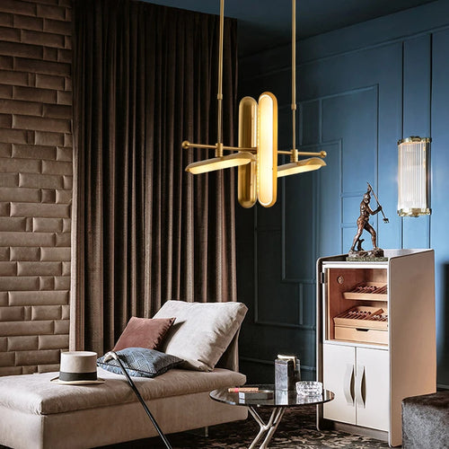 Art deco gold chandelier in glass and iron for elegant lighting - vue 2 sur 12